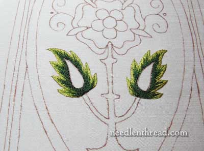 Mission Rose embroidery project: silk shading