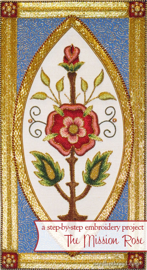 Mission Rose Embroidery Project in Silk & Gold