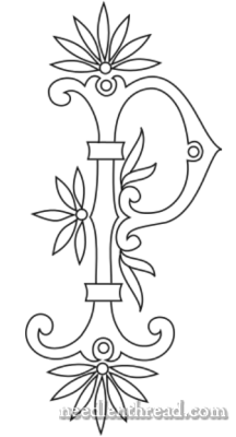 Monogram for Hand Embroidery: Fan Flower P