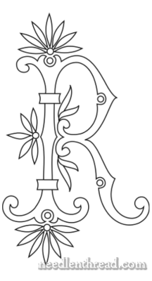 Monogram for Hand Embroidery: Fan Flower R