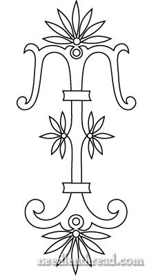 Monogram for Hand Embroidery: Fan Flower R