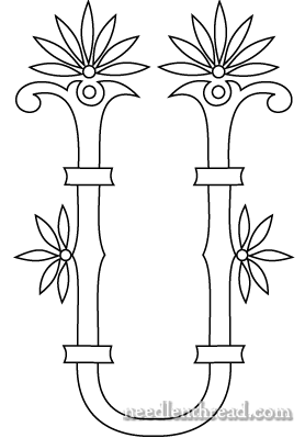 Monogram for Hand Embroidery: Fan Flower U