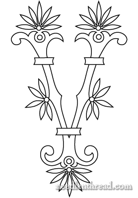 Monogram for Hand Embroidery: Fan Flower V