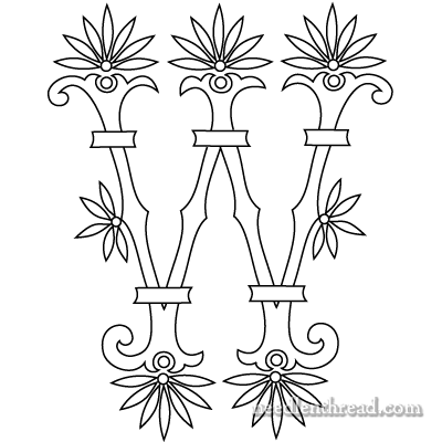 Monogram for Hand Embroidery: Fan Flower W