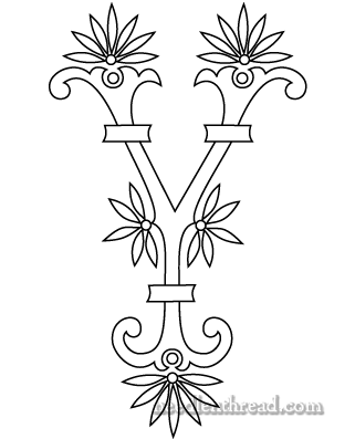 Monogram Pattern for Hand Embroidery: Fan Flower Y