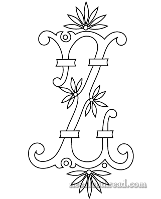 Monogram Pattern for Hand Embroidery: Fan Flower Z