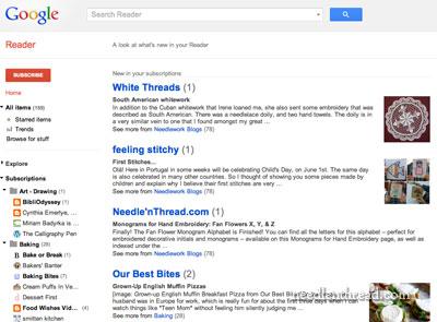 Reading Needle 'n Thread through RSS feed