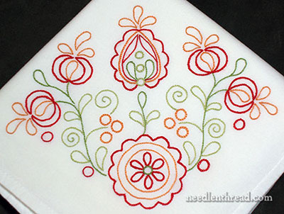 Hand embroidered towel - Citrus Flourish