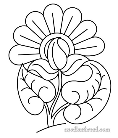 Free Hand Embroidery Pattern: Exuberant Flower –