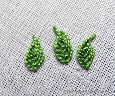 Fly Stitch Embroidered Leaves