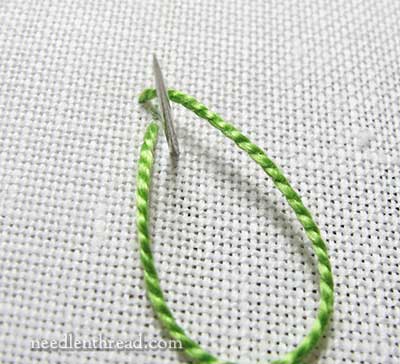 Fly Stitch Embroidered Leaves