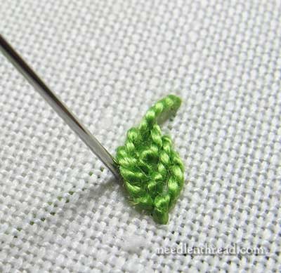 Fly Stitch Embroidered Leaves