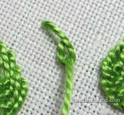 Fly Stitch Embroidered Leaves