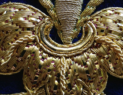 Goldwork Embroidery on Velvet