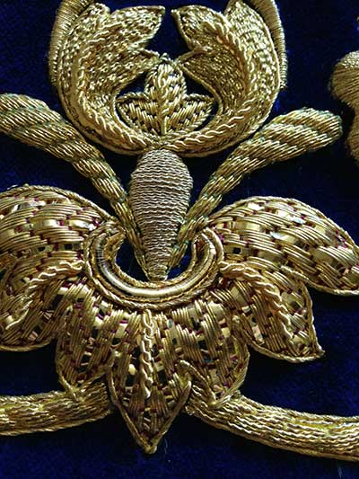 Goldwork Embroidery on Velvet