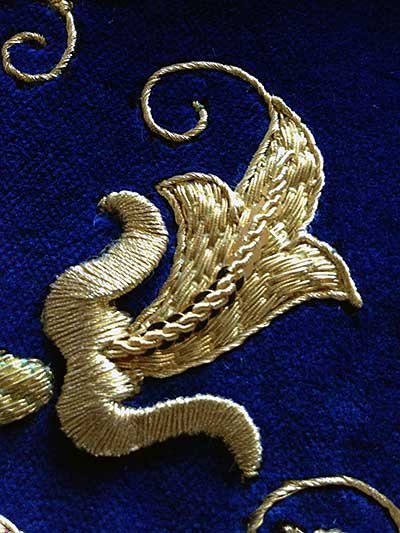 Goldwork Embroidery on Velvet