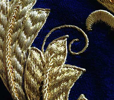 Goldwork Embroidery on Velvet