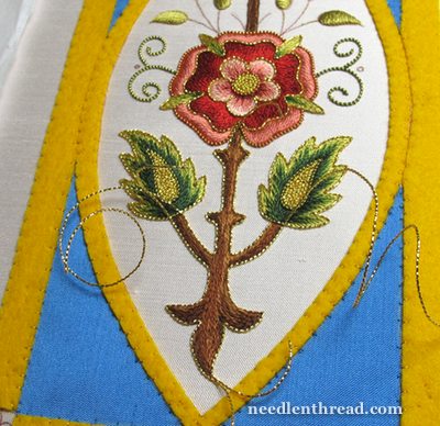 Mission Rose Embroidery Project in Goldwork and Silk Embroidery