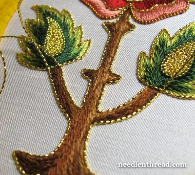 Mission Rose Embroidery Project in Goldwork and Silk Embroidery