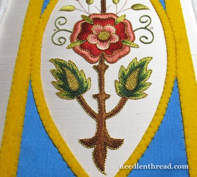 Mission Rose Embroidery Project in Goldwork and Silk Embroidery