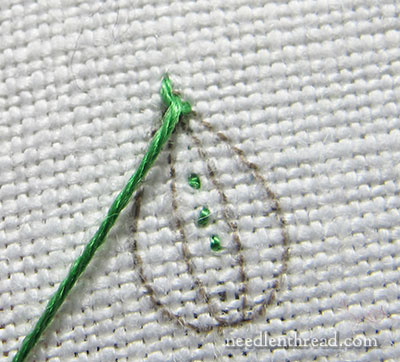 Cretan Stitch Filling for Embroidered Leaves