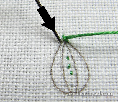 Cretan Stitch Filling for Embroidered Leaves