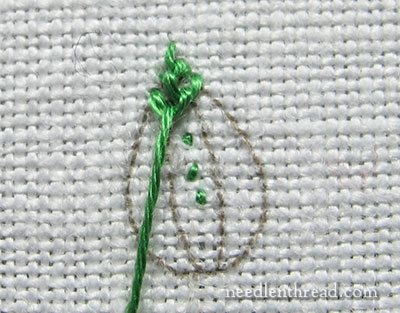 Cretan Stitch Filling for Embroidered Leaves