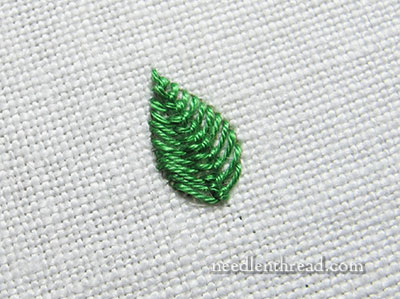 Closed Cretan Stitch Leaves