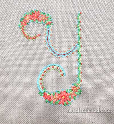 Floral Alphabet Sampler Monogram Y