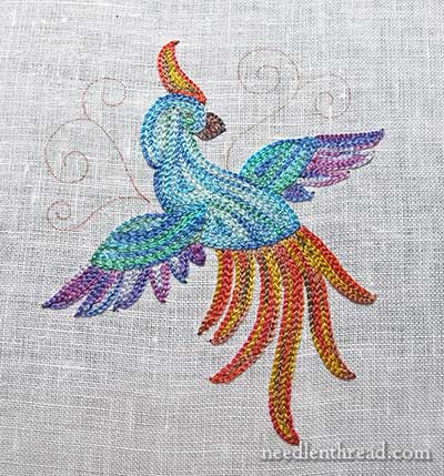 Tambour Embroidery Project - Bird of Paradise - Finished