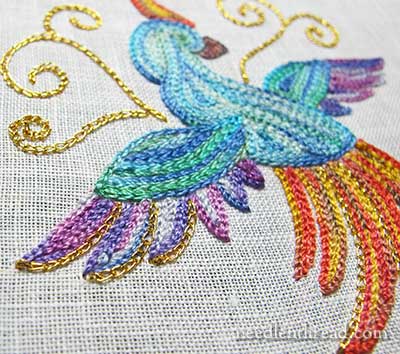 Tambour Embroidery Project - Bird of Paradise - Finished