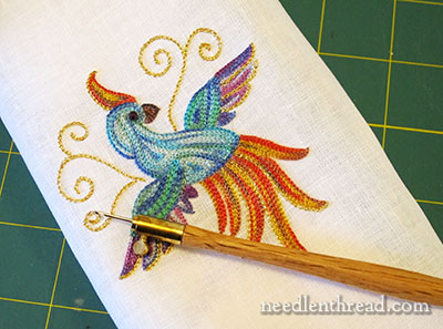 Tambour Embroidery Project - Bird of Paradise - Finished