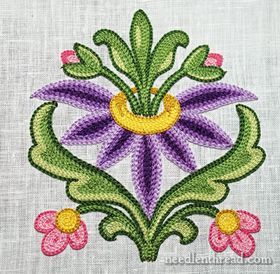 Tambour Embroidery: Flower Practice Piece