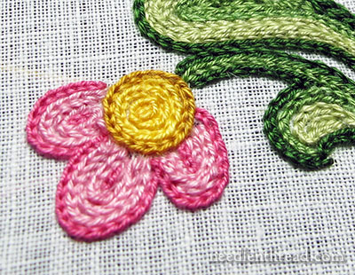 Tambour Embroidery: Flower Practice Piece