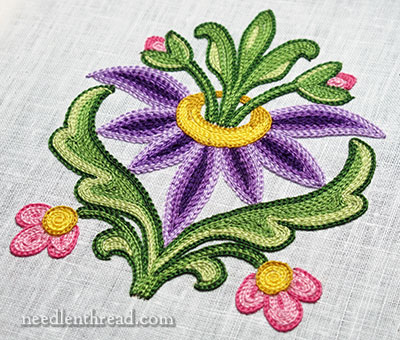 Tambour Embroidery: Flower Practice Piece