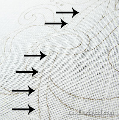 Tambour embroidery with wool threads