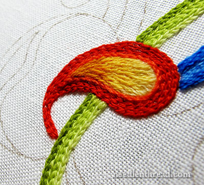 Wool Embroidery: Jacobean Leaf Variation - Tambour Work