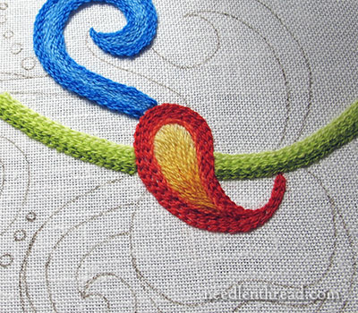 Wool Embroidery: Jacobean Leaf Variation - Tambour Work