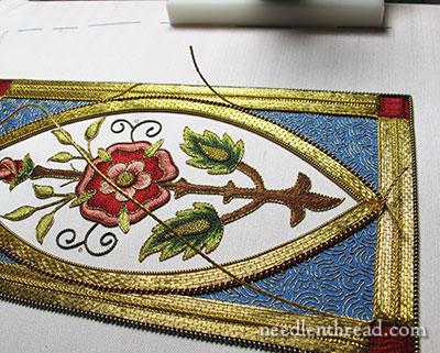 Mission Rose goldwork & silk embroidery project