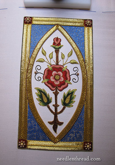 Mission Rose Silk and Goldwork Embroidery