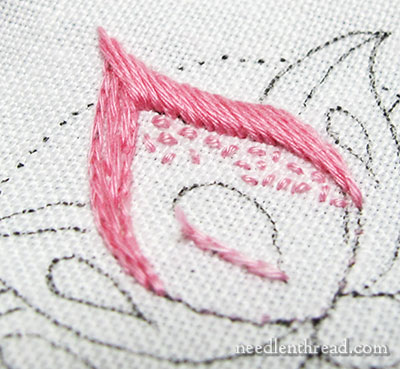 Cotton Floche Embroidery on a Flower Petal