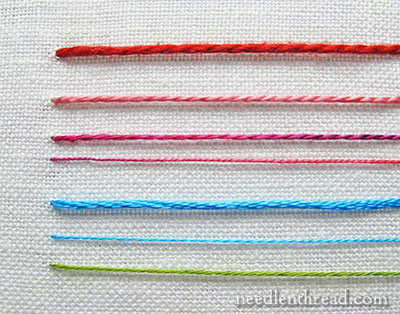 Comparing Hand Embroidery Thread Weights: 12wt, #8, #5, #3 - WonderFil  Specialty Threads USA