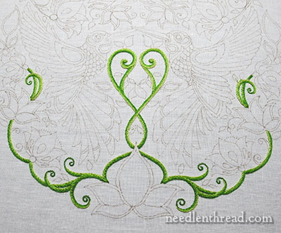 Secret Garden Embroidery Project: Stem Stitch Filling on Vines