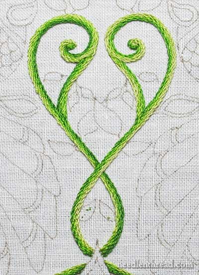 Secret Garden Embroidery Project: Stem Stitch Filling on Vines