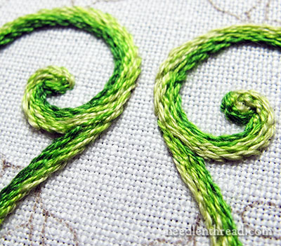 Secret Garden Embroidery Project: Stem Stitch Filling on Vines