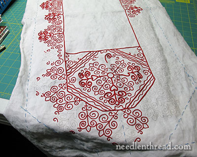 Hungarian Redwork Embroidery Runner