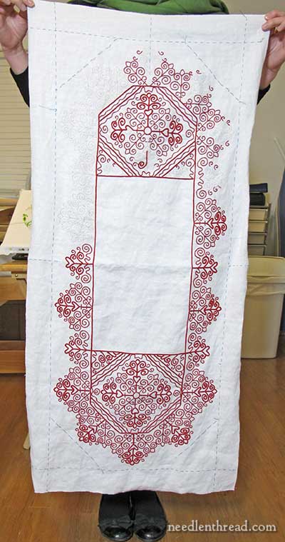 Hungarian Redwork Embroidery Runner