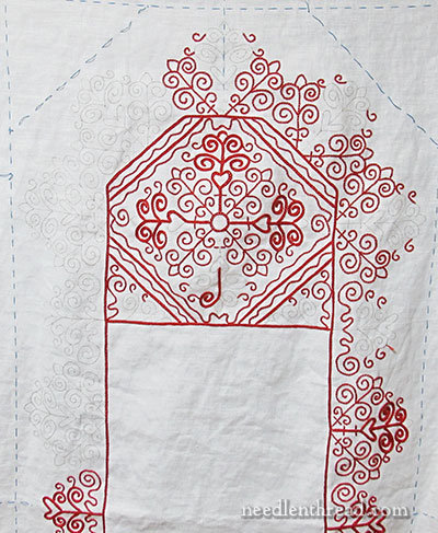 Hungarian Redwork Embroidery Runner