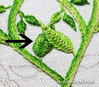 Secret Garden Embroidery Project - Stitching Leaves