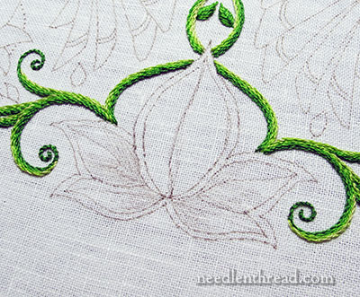 Secret Garden Embroidery: Long & Short Stitch Shading on Leaves